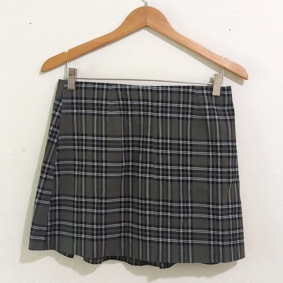 3/$20🌟 Joe B by Joe Benbasset Vintage Green Plaid Pleated Front Wrap Skirt XL - Picture 3 of 5